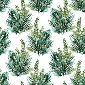 Vector watercolor christmas tree pattern Stock Illustration