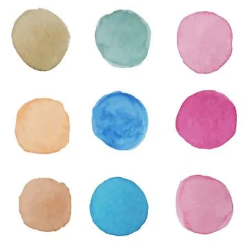 Vector watercolor circle set, multicolored blot, stones Stockillustratie