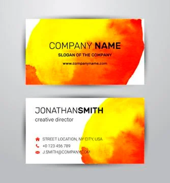 Vector watercolor corporate identity element template for two side business c Stock Illustration