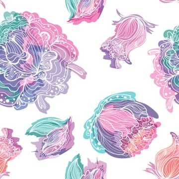 Vector Watercolor Floral Pattern Stock Illustration