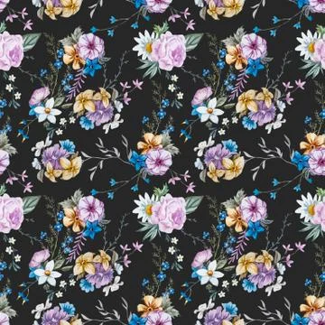 Vector watercolor floral pattern Stock Illustration