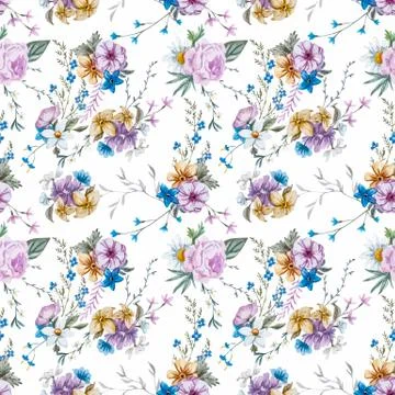 Vector watercolor floral pattern Stock Illustration