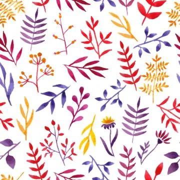 Vector watercolor floral pattern. Stock Illustration