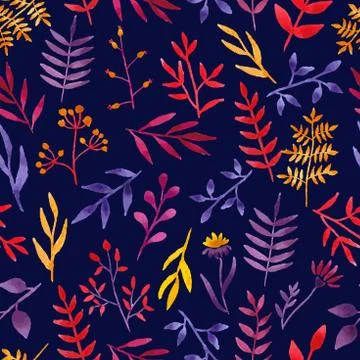 Vector watercolor floral pattern. Stock Illustration