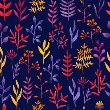 Vector watercolor floral pattern. Stock Illustration