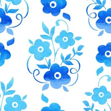 Vector watercolor flower seamless pattern element. Elegant texture for backgr Stock Illustration