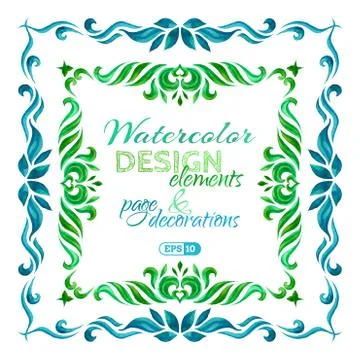 Vector watercolor frames. Stock Illustration