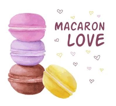 Vector watercolor macaron illustration. Stock Illustration
