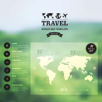 Vector watercolor map, web and mobile template. corporate website design. web Stock Illustration