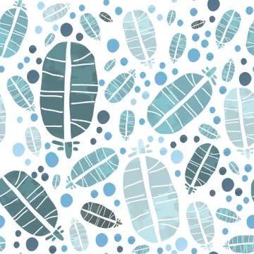 Vector Watercolor Pattern with Feathers and Blobs Stock Illustration