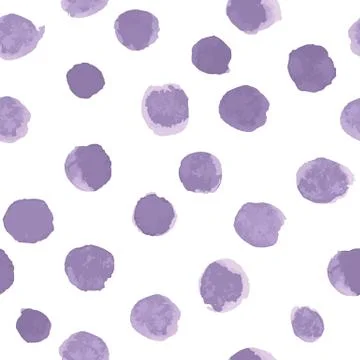 Vector Watercolor Polka Dot Pattern Pastel Purple on White Stock Illustration