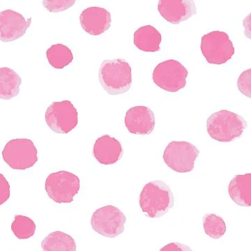 Vector Watercolor Polka Dot Pattern Pink on White Stock Illustration