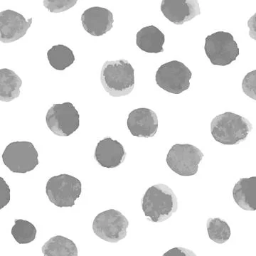 Vector Watercolor Polka Dot Pattern Light Grey on White Stock Illustration