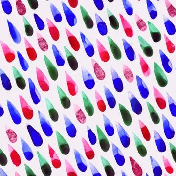 Vector watercolor rain drops, seamless background with colored rain. Stock Illustration