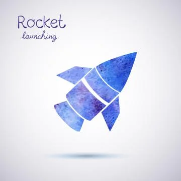 Vector watercolor rocket icon Stock Illustration