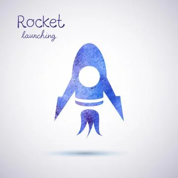 Vector watercolor rocket icon Stock Illustration