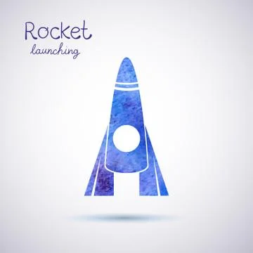 Vector watercolor rocket icon Stock Illustration