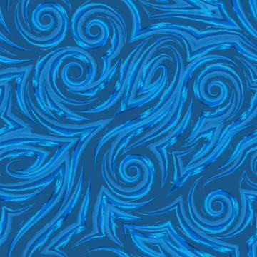 Vector watercolor seamless pattern drawn with a brush on a blue background for Illustrazione stock