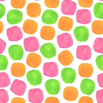 Vector Watercolor Seamless Pattern With Green Orange and Pink Bl Stock Illustration