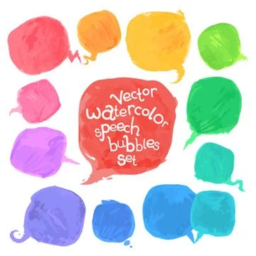 Vector Watercolor Speech Bubbles Set Illustrazione stock