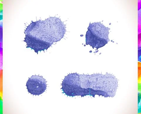Vector watercolor splash background set. Vector blue watercolor stains Illustrazione stock
