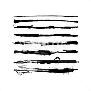 Vector Watercolor Strike Thin Brushes Set Stock-Illustration