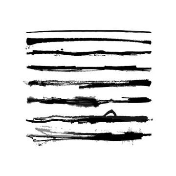 Vector Watercolor Strike Thin Brushes Set Stock Illustration