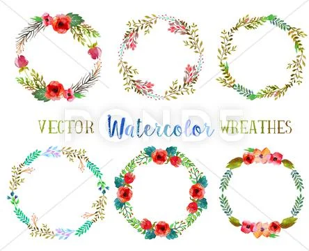 Vector Watercolor Wreathes.