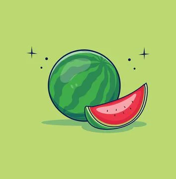 Vector watermelon and slice Flat design illustration Stock Illustration