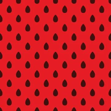 Vector watermelon background with dark brown seeds on red background. Illustrazione stock