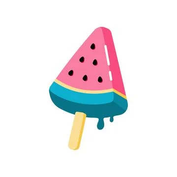 Vector watermelon ice cream. Popsicle. Cute summer flat cartoon illustration. Stock Illustration