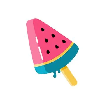 Vector watermelon ice cream. Popsicle. Cute summer flat cartoon illustration. 스톡 일러스트