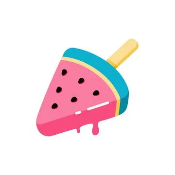 Vector watermelon ice cream. Popsicle. Cute summer flat cartoon illustration. Stock Illustration