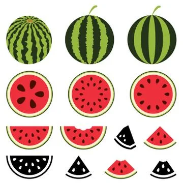 Vector watermelon icons set Stock Illustration