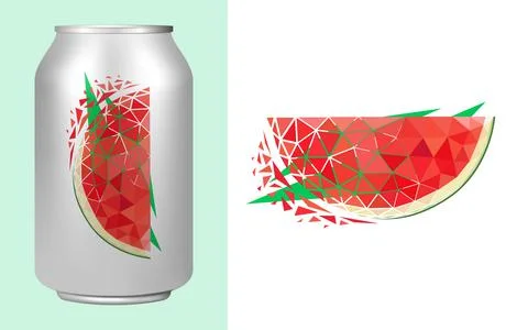 Vector watermelon in low poly style . Editable illustration Stock Illustration