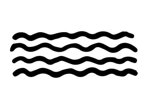 Vector Wave Abstract Stripe Brush Stroke Hand Drawn Texture in Black Color Stock Illustration