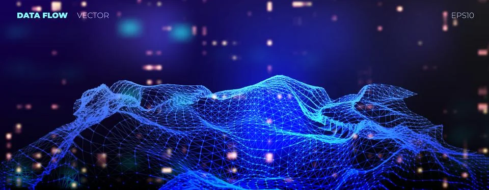 Vector wave lines flowing dynamic illustration. Concept of digital technology Stockillustratie