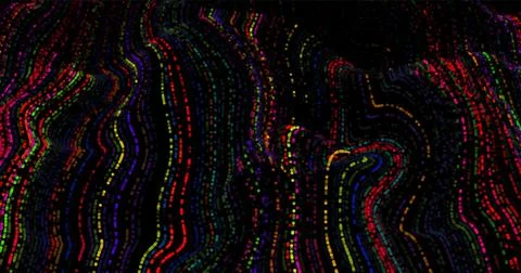 Vector wave multicolored pattern. 3D glowing abstract digital particles backg Stock Illustration