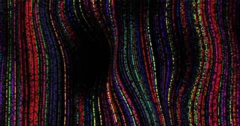 Vector wave multicolored pattern. 3D glowing abstract digital particles backg Stock Illustration