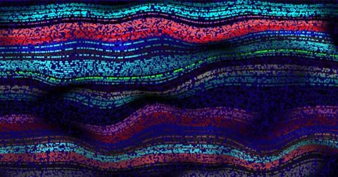 Vector wave multicolored pattern. 3D glowing abstract digital particles backg Stock Illustration