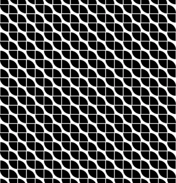 Vector wave shapes illustration of seamless black and white abstract pattern Stock Illustration