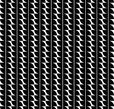Vector wave shapes illustration of seamless black and white abstract pattern Stock Illustration
