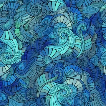 Vector waves decorative doodles seamless pattern Illustrazione stock