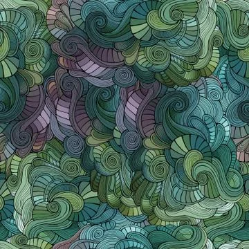 Vector waves decorative doodles seamless pattern Illustrazione stock