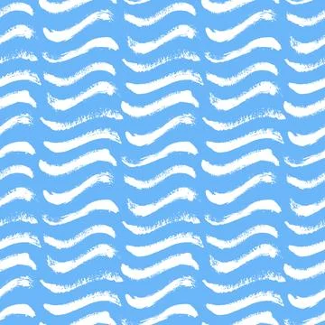 Vector waves pattern. Blue white brush background Stock Illustration