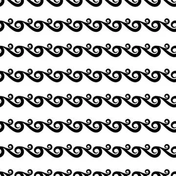 Vector waves seamless pattern in black and white Stock Illustration
