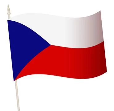 Vector Waving flag on a flagpole. The national flag of Czechia. Illustrazione stock