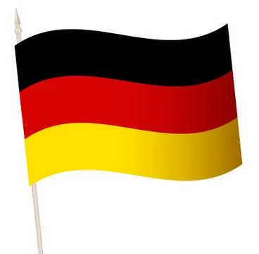 Vector Waving flag on a flagpole. The national flag of Germany. Stock Illustration