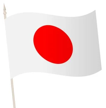 Vector Waving flag on a flagpole. The national flag of Japan. Stock Illustration