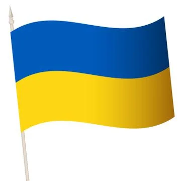 Vector Waving flag on a flagpole. The national flag of Ukraine. Stock Illustration